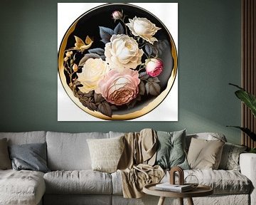 Oude meester rose plaat porselein dramatische elegante goud roze van gm_designs