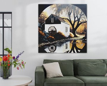 tree fantasy landscape surreal watermill sky earth
