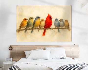 Striking Appearance - Colourful Birds in a Row