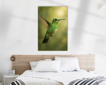 Dans in de Lucht – Groene Kolibrie in Volledige Vlucht van But First Framing