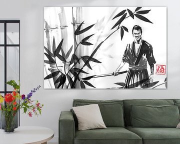 samurai in the forest of bamboos