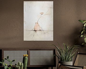 Stilleven van een vaasje met bloem van Japandi Art Studio