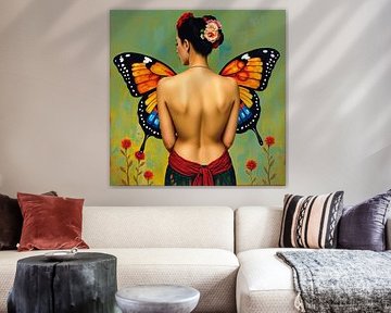 ButterflyWoman 1 | An image of a woman with colourful butterfly in front of her.