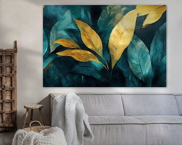 Bladcontrast | Smaragd en Goud Bladkunst van I ❤ Bloemen