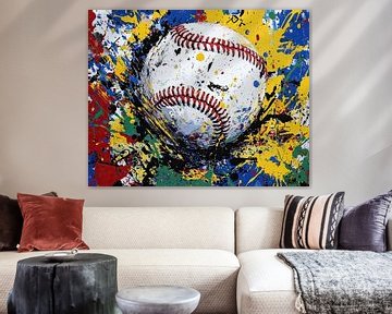 Honkbal | Dynamisch Honkbal Sport Schilderij van OMG Art
