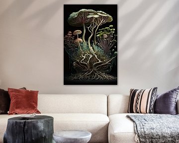 Champignon fantaisie et racine