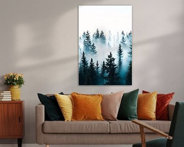Misty forests with pine trees by Imperial Art House