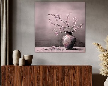 Elegant still life with blossom in vase by Studio Pieternel