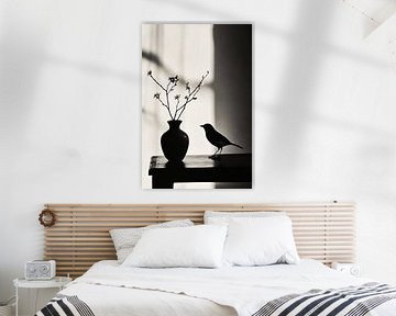 Vogel en bloemen in silhouet van Imperial Art House