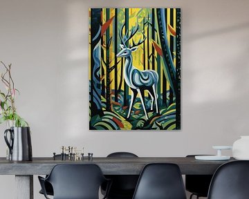 cerf nature forêt arbres abstrait graphique moderne