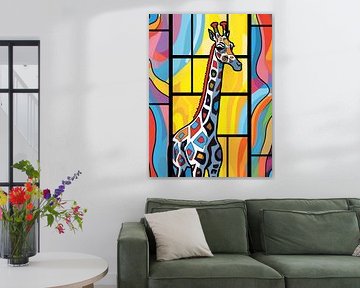 Girafe multicolore Portrait graphique moderne Animal Afrique coloré