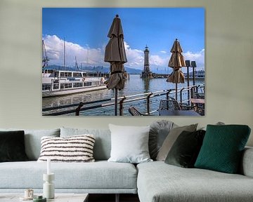 Uitzicht op de haven van Lindau van Photoart-Naegele
