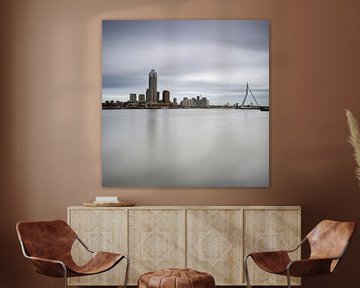Rotterdam skyline met de Erasmusbrug. van Johan Cusseneers