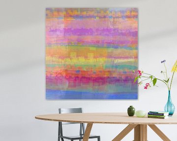 Geometrisch landschap in heldere kleuren van Claudia Gründler