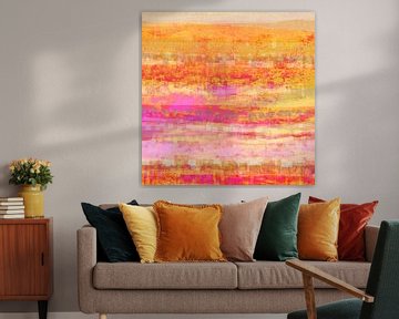Geometrisch landschap in oranje van Claudia Gründler