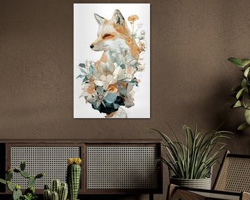 Renard dans la magie des fleurs