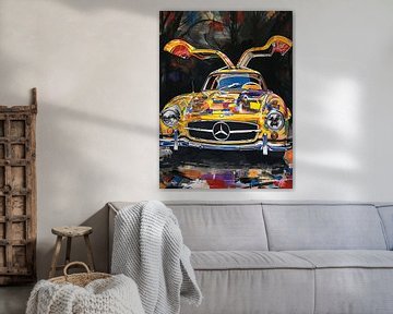 Mercedes Benz 300 SL grafisch chroom glanzend vleugeldeuren van gm_designs