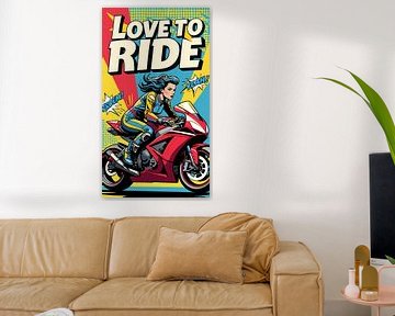 Pop-art: Vrouwelijke racer van MotorPoster