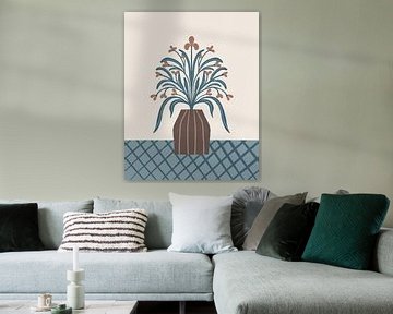 Aardse moderne vaas met bloemen