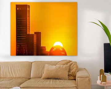 Skyline Leeuwarden oranje by Harrie Muis