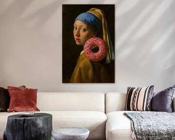 Meisje met de pareldonut van Poster Art Shop
