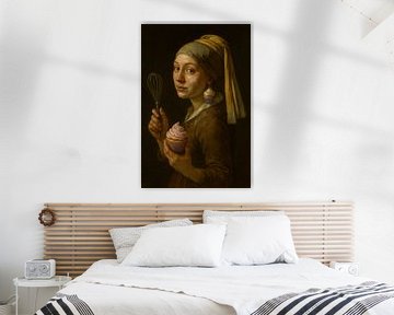 Het meisje met de cupcake en de parel van Poster Art Shop