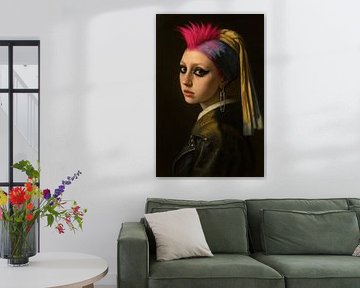 The girl with the colourful hair ornament and the pearl earring by Poster Art Shop