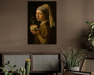 Meisje met de parel Koffie van Poster Art Shop