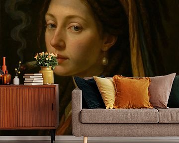 Meisje met de parel Joint Reggae van Poster Art Shop