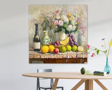 Landelijk zomers stilleven schilderij van Vlindertuin-Art