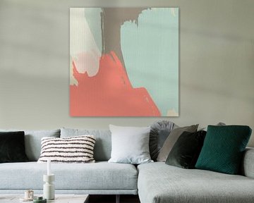 Vintage geïnspireerde kunst in pastelroze, blauw en beige van Dina Dankers