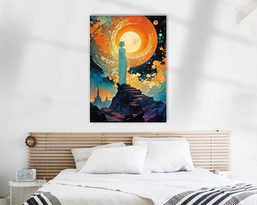 Femme debout regardant le ciel nocturne sur MIROKKU