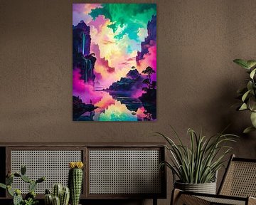 Magisch landschap met meer en waterval van MIROKKU