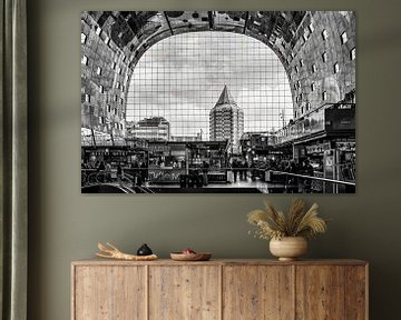 De Markthal in Rotterdam in zwart-wit van Stedelijke landschappen - Rick Van der Poorten Fotografie