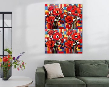 Stilleven klaprozen boeket geometrische pop art modern van gm_designs