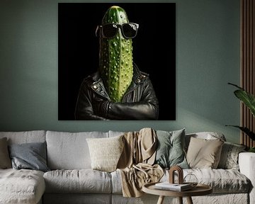 Augurk in leren jas en zonnebril portret van TheXclusive Art