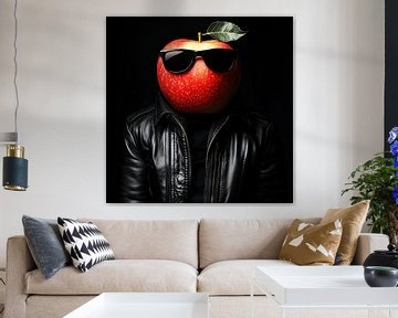 Appel in leren jas en zonnebril portret van TheXclusive Art