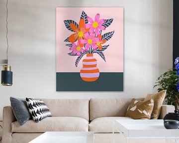 Kleurrijke bloemen in een vaas van Angela Minca