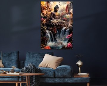 Buddha in serene colourful nature by Art & Soul Creations