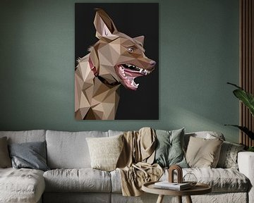 Donkerbruine hond boos Low Poly van Yoga Art 15