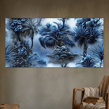 Papier peint bleu jungle