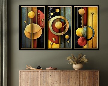 Geometrische Abstractie Drieluik van Amanda Moore