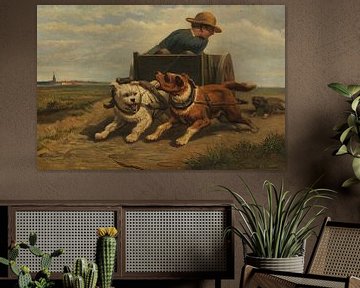 Henriëtte Ronner-Knip - Jongen met hondenkar (ca.1850-60) van Peter Balan