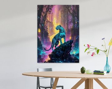 Neon luipaard in betoverd bos van MIROKKU
