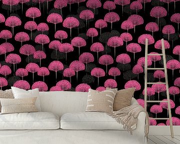 Pink Flowers Pattern | Wall Wallpaper by Karina Brouwer