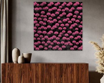 Roze Bloemen Patroon | Muur Behang van Karina Brouwer