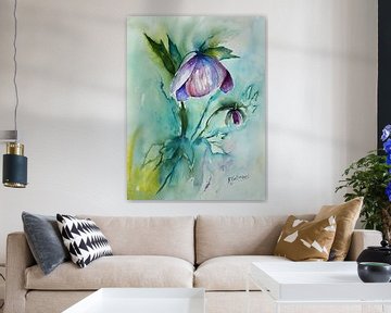 Paarse Helleborus van Rita Tielemans Kunst