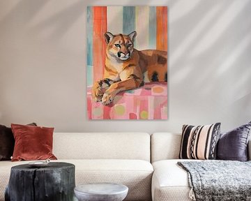 Kleurrijk Poema Schilderij Rust van De Mooiste Kunst