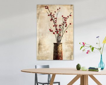 Red berry branches in vase