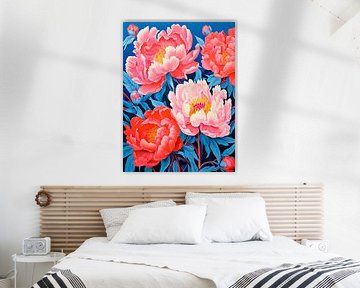 Barstende pioenen van Artistic